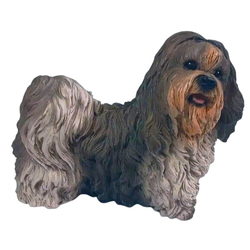 SHIH-TZU Dog Figurine by CASTAGNA Vintage 1990 Made in ITALY Realistic Glass Eye